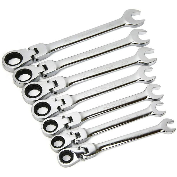 Flexible Head Combination Ratchet Spanner Wrench Set 7-12MM Top Quality best